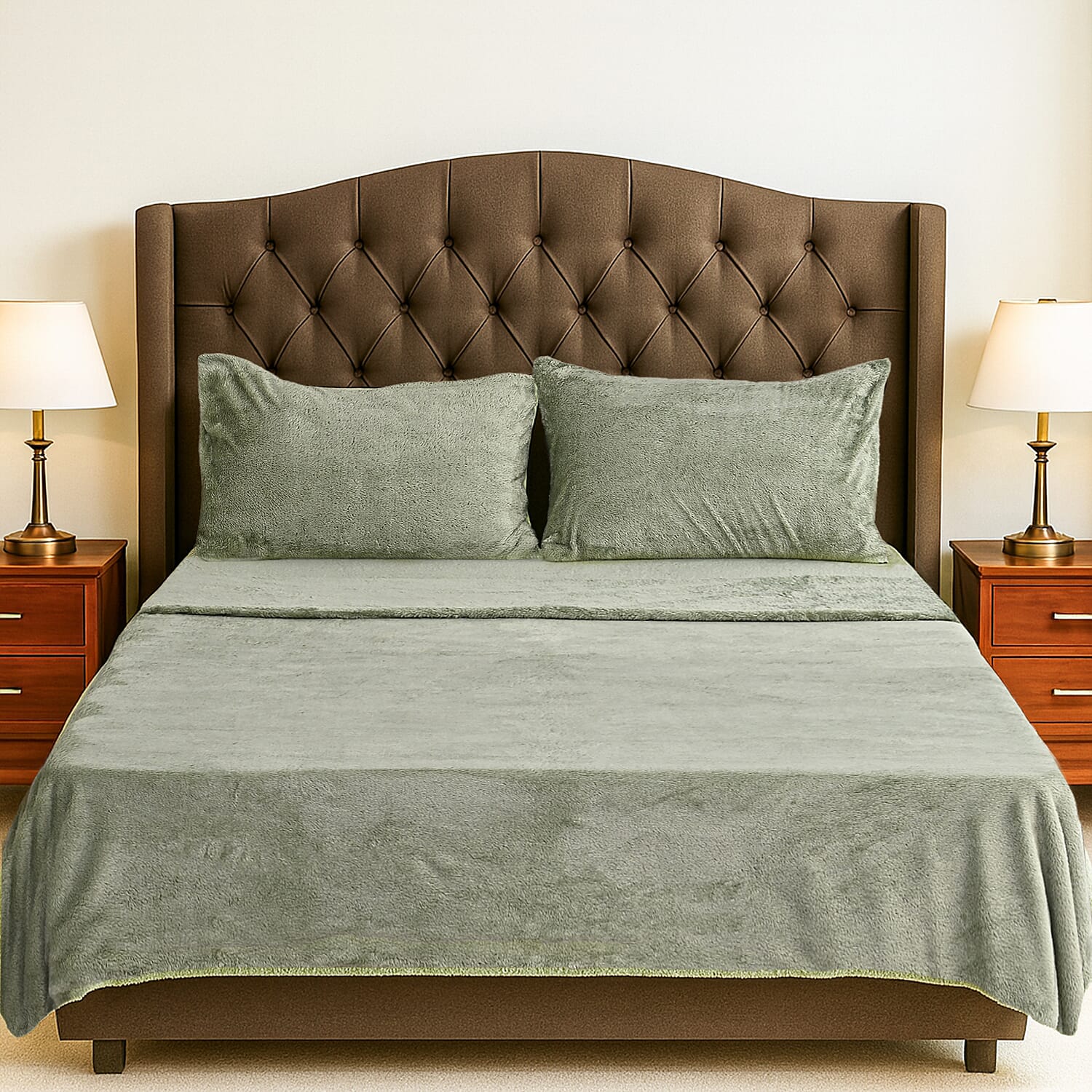 Hush Haven 4 Piece Luxury Teddy Fleece Duvet Cover Set - Inc. 1 Duvet Cover, 1 Fitted Sheet with 2 Pillowcases