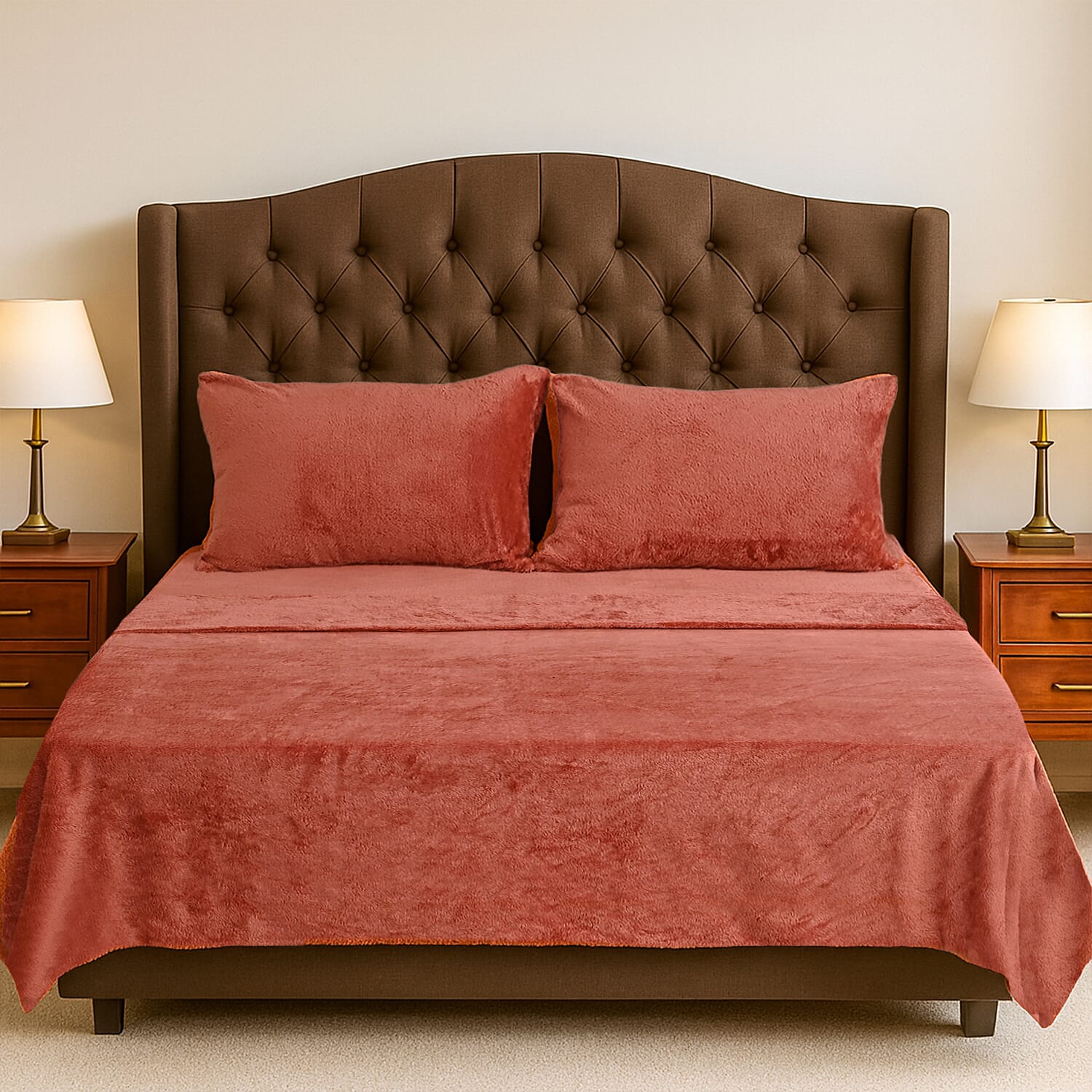 Hush Haven 4 Piece Luxury Teddy Fleece Duvet Cover Set - Inc. 1 Duvet Cover, 1 Fitted Sheet with 2 Pillowcases