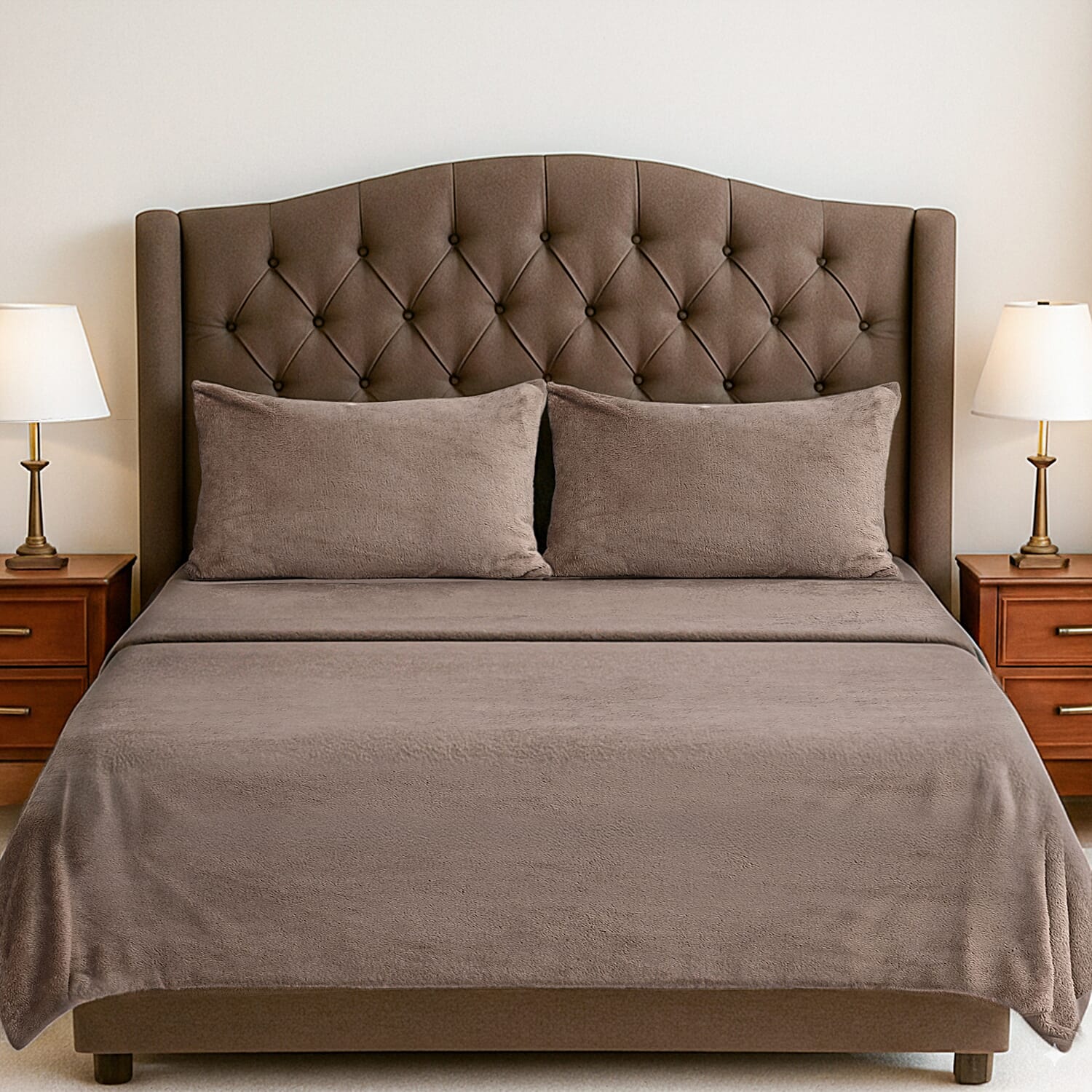 Hush Haven 4 Piece Luxury Teddy Fleece Duvet Cover Set - Inc. 1 Duvet Cover, 1 Fitted Sheet with 2 Pillowcases