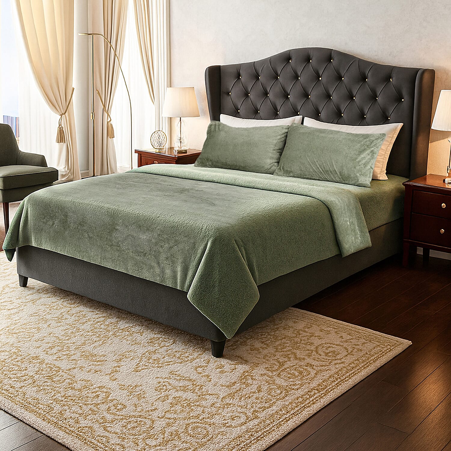 Hush Haven 4 Piece Luxury Teddy Fleece Duvet Cover Set - Inc. 1 Duvet Cover, 1 Fitted Sheet with 2 Pillowcases