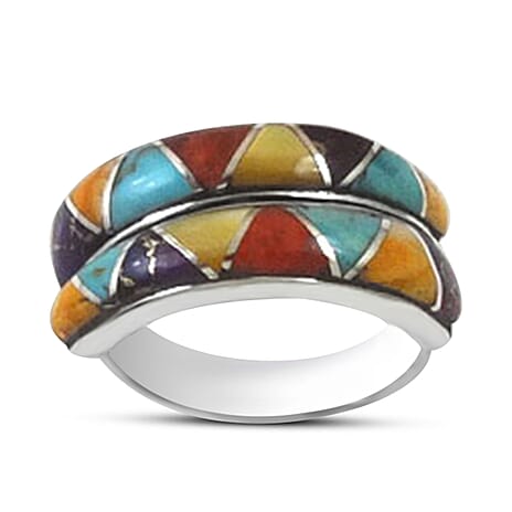 Santa Fe Collection - Multi Gemstones Ring Sterling Silver 1.70 Ct.