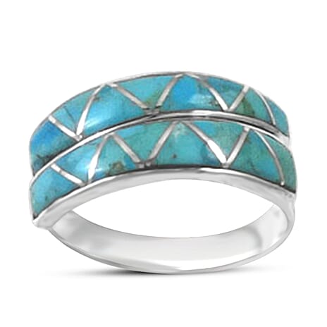 Santa Fe Collection - Blue Turquoise Ring Sterling Silver 1.70 Ct.