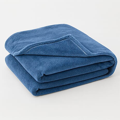 Hush Haven Super Soft Teddy Fleece Throw Single Layer Blanket - Blue