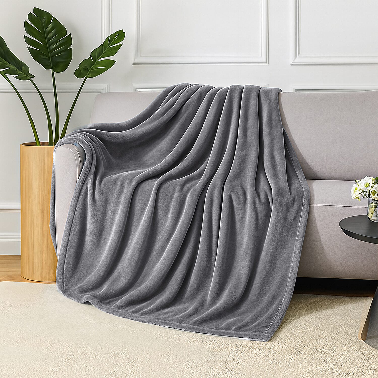 Hush Haven Solid Color Blanket (Size 200x1 cm) - Silver Grey