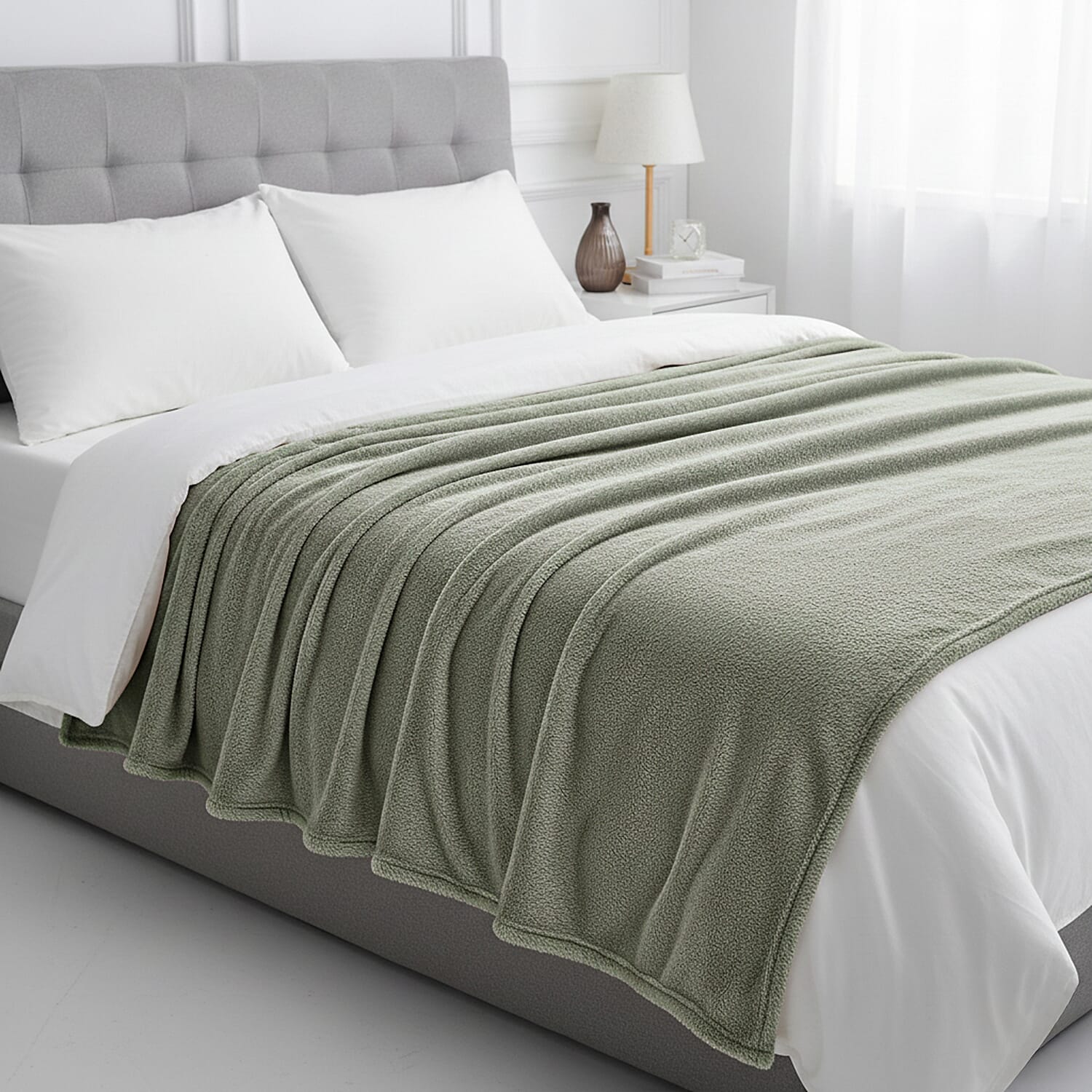 Hush Haven Super Soft Teddy Fleece Throw Single Layer Blanket - Green