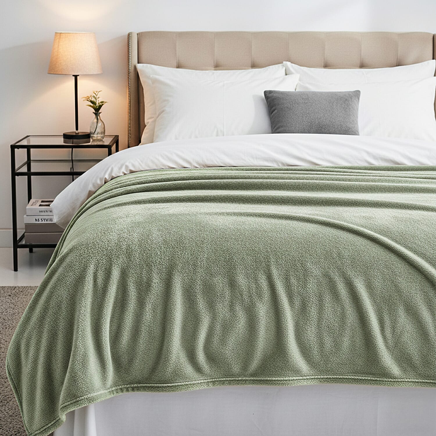 Hush Haven Super Soft Teddy Fleece Throw Single Layer Blanket - Green