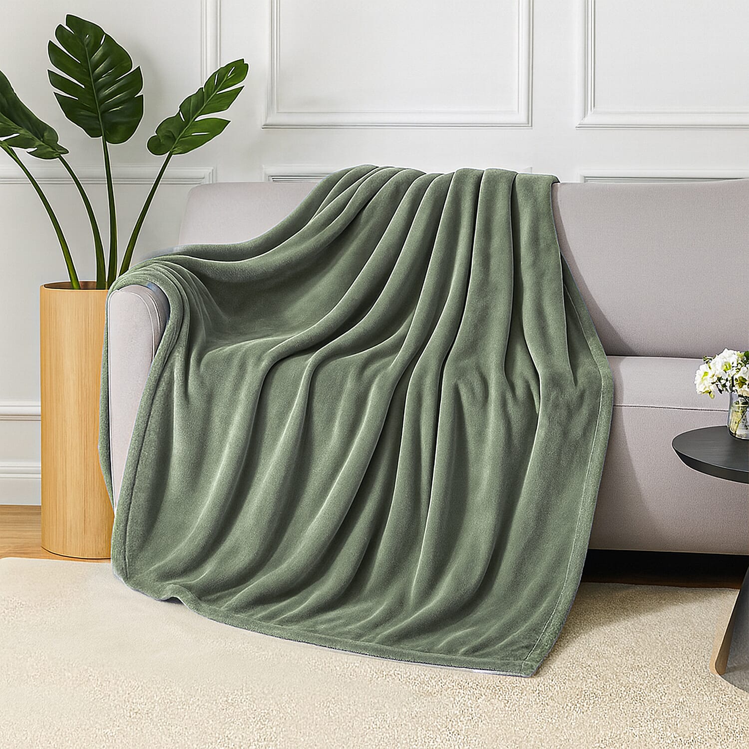 Hush Haven Super Soft Teddy Fleece Throw Single Layer Blanket - Green