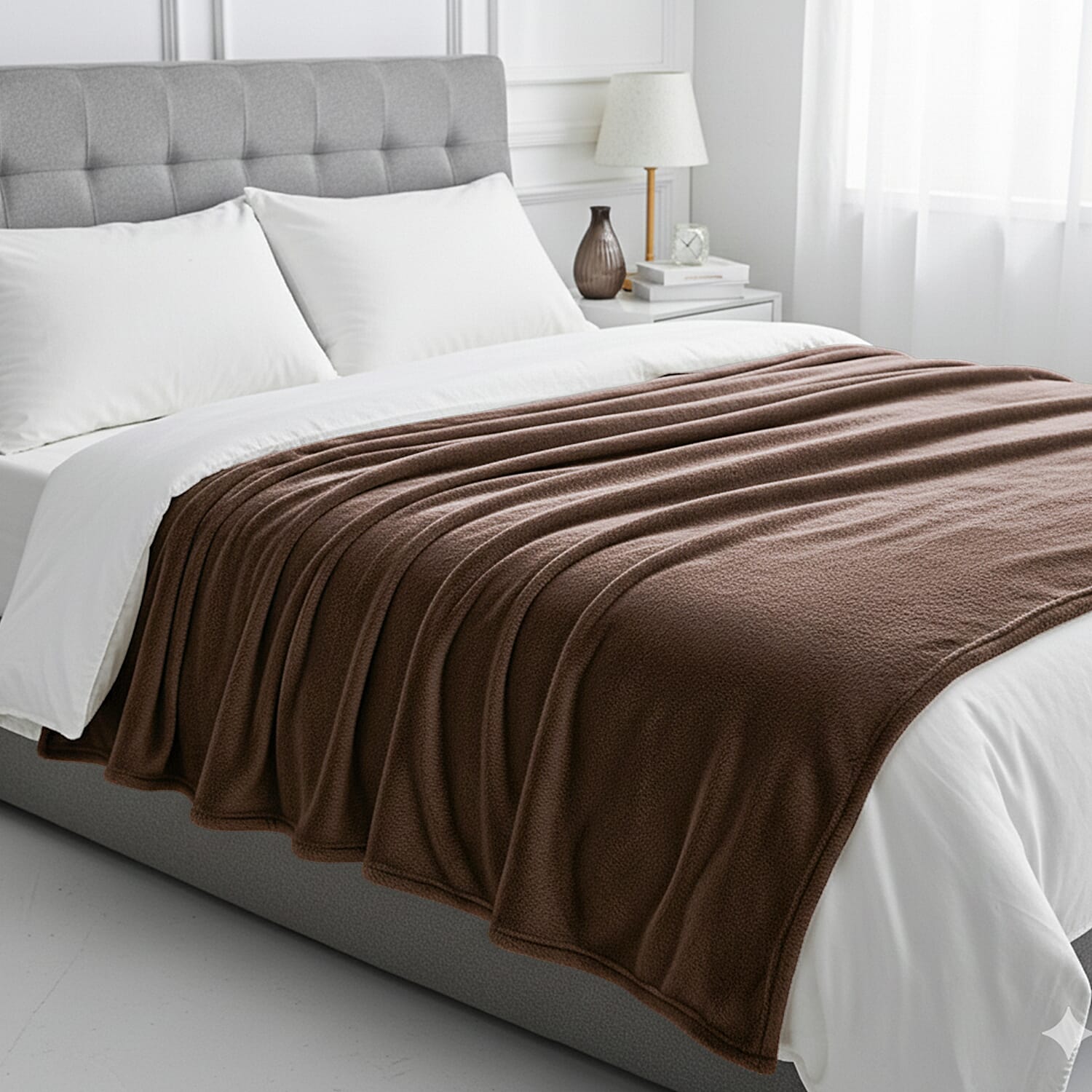 Hush Haven Super Soft Teddy Fleece Throw Single Layer Blanket - Brown