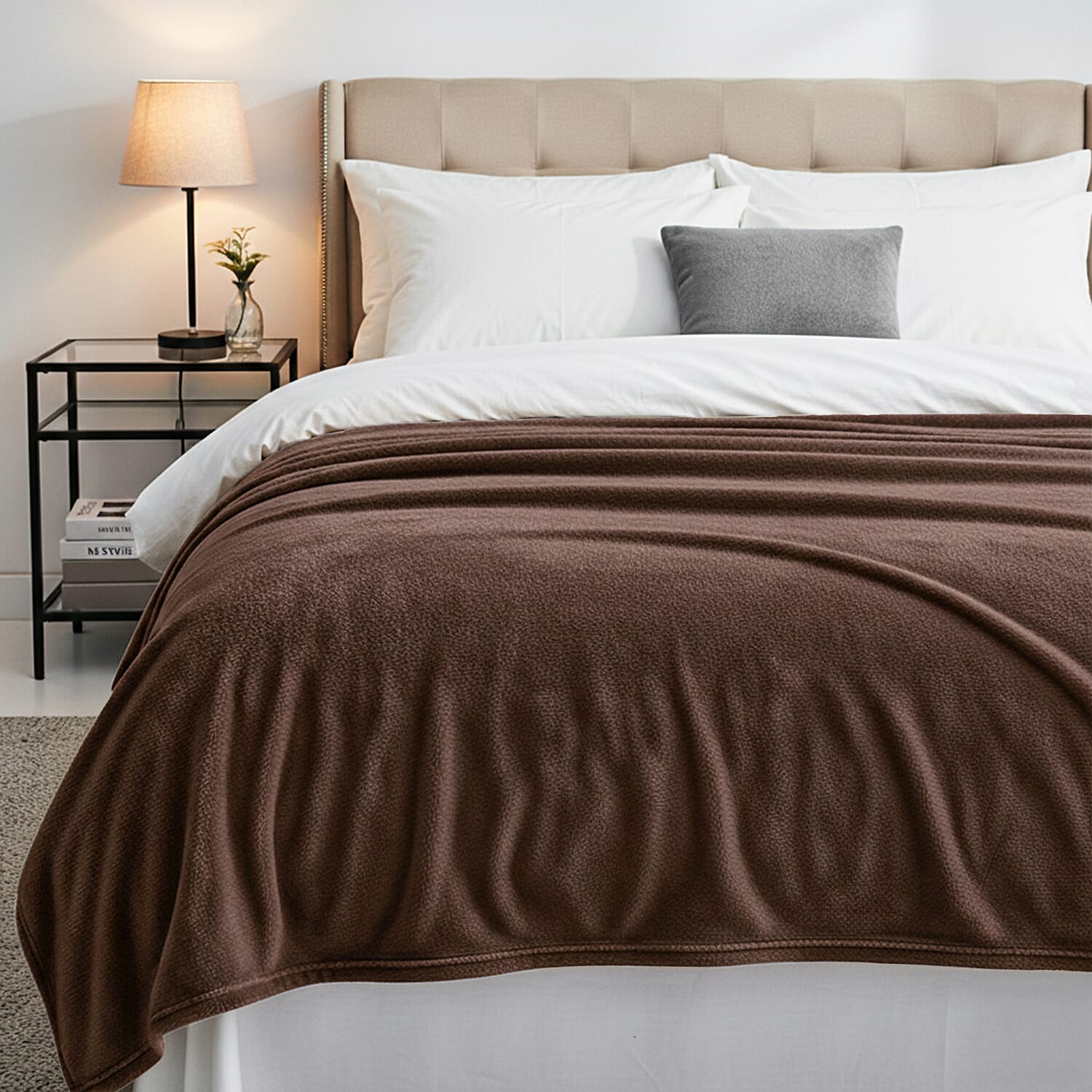 Hush Haven Super Soft Teddy Fleece Throw Single Layer Blanket - Brown