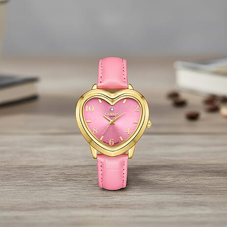 GAMAGES OF LONDON LIMITED EDITION Pure Heart Diamond in Gold Pink Quartz Watch with Stainless Steel - 5 Year Warranty