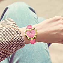 GAMAGES OF LONDON LIMITED EDITION Pure Heart Diamond in Gold Pink Quartz Watch with Stainless Steel - 5 Year Warranty