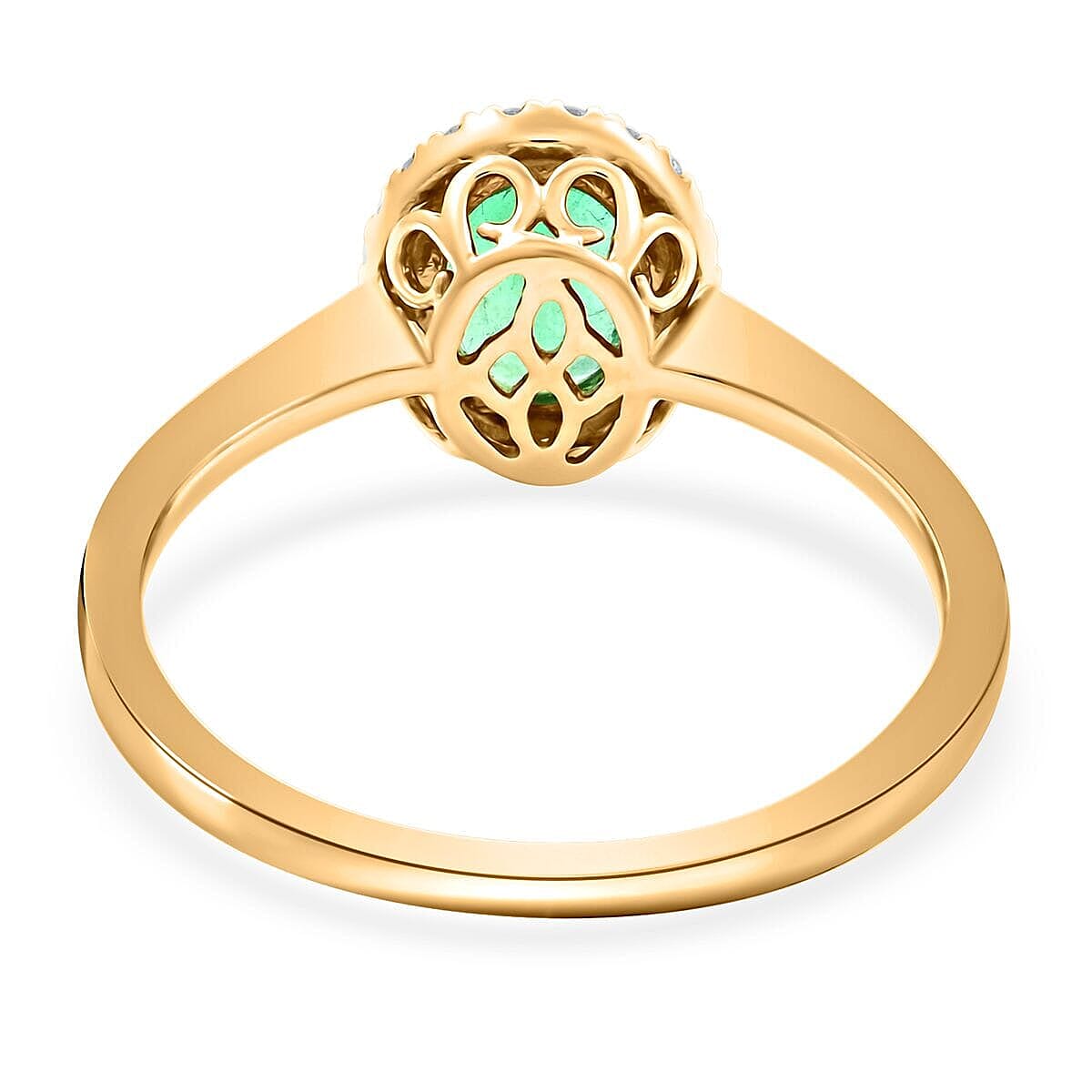 Luxoro 14K Yellow Gold AAA Zambian Emerald, White Diamond I2 Ring, Gold Wt.3.18 Gms  1.400  Ct.