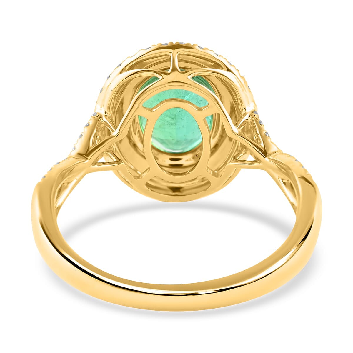 Luxoro 14K Yellow Gold AAA Zambian Emerald, White Diamond I2 Ring, Gold Wt.3.44 Gms  2.300  Ct.