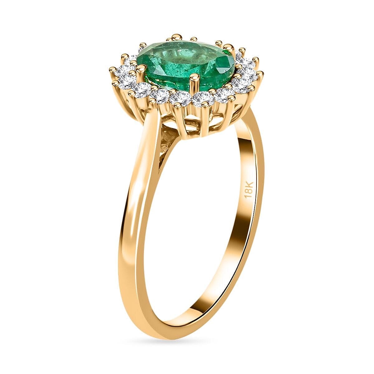 Luxoro 14K Yellow Gold AAA Zambian Emerald, White Diamond I2 Ring, Gold Wt.3.89 Gms  2.180  Ct.