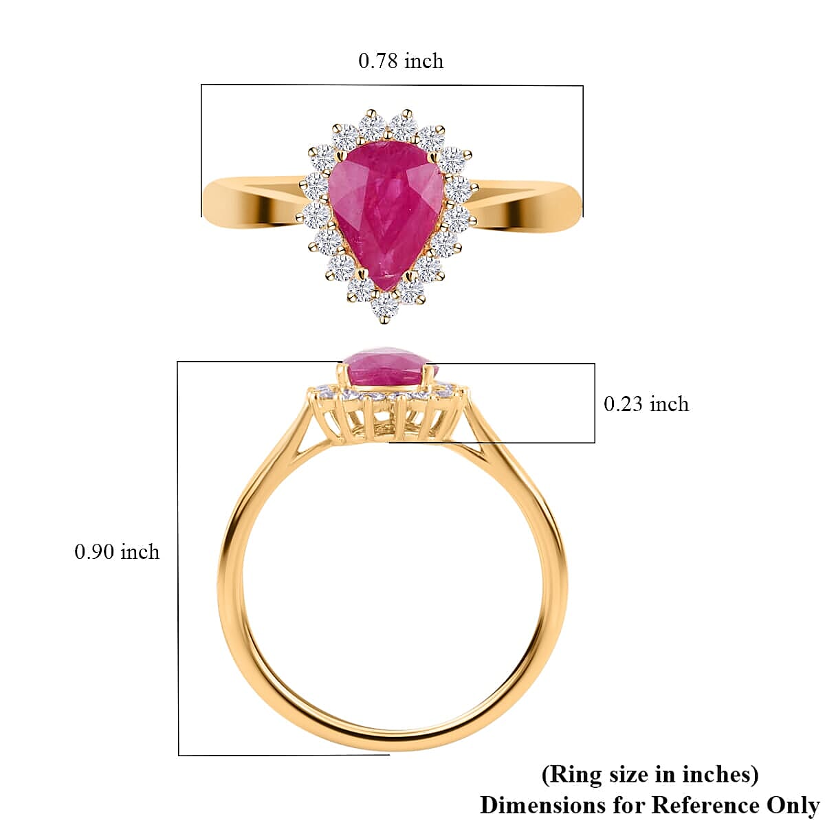 Luxoro 14K Yellow Gold AAA Mozambique Ruby, White Diamond I2 Ring, Gold Wt.2.82 Gms 1.380 Ct. Luxoro 14K Yellow Gold AAA Mozambique Ruby, White Diamond I2 Ring, Gold Wt.2.82 Gms 1.380 Ct.