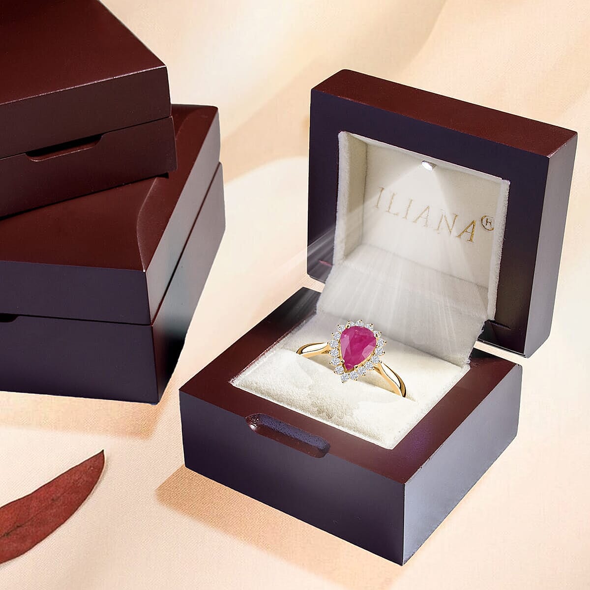 Luxoro 14K Yellow Gold AAA Mozambique Ruby, White Diamond I2 Ring, Gold Wt.2.82 Gms 1.380 Ct. Luxoro 14K Yellow Gold AAA Mozambique Ruby, White Diamond I2 Ring, Gold Wt.2.82 Gms 1.380 Ct.