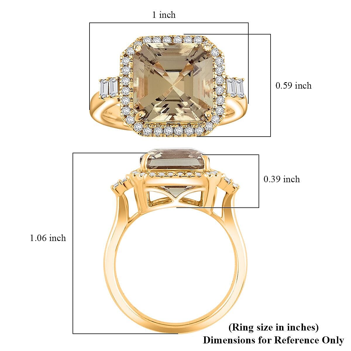 Luxoro 14K Yellow Gold AAA Turkizite, White Diamond I2 Ring, Gold Wt.5.19 Gms 5.960 Ct. Luxoro 14K Yellow Gold AAA Turkizite, White Diamond I2 Ring, Gold Wt.5.19 Gms 5.960 Ct.
