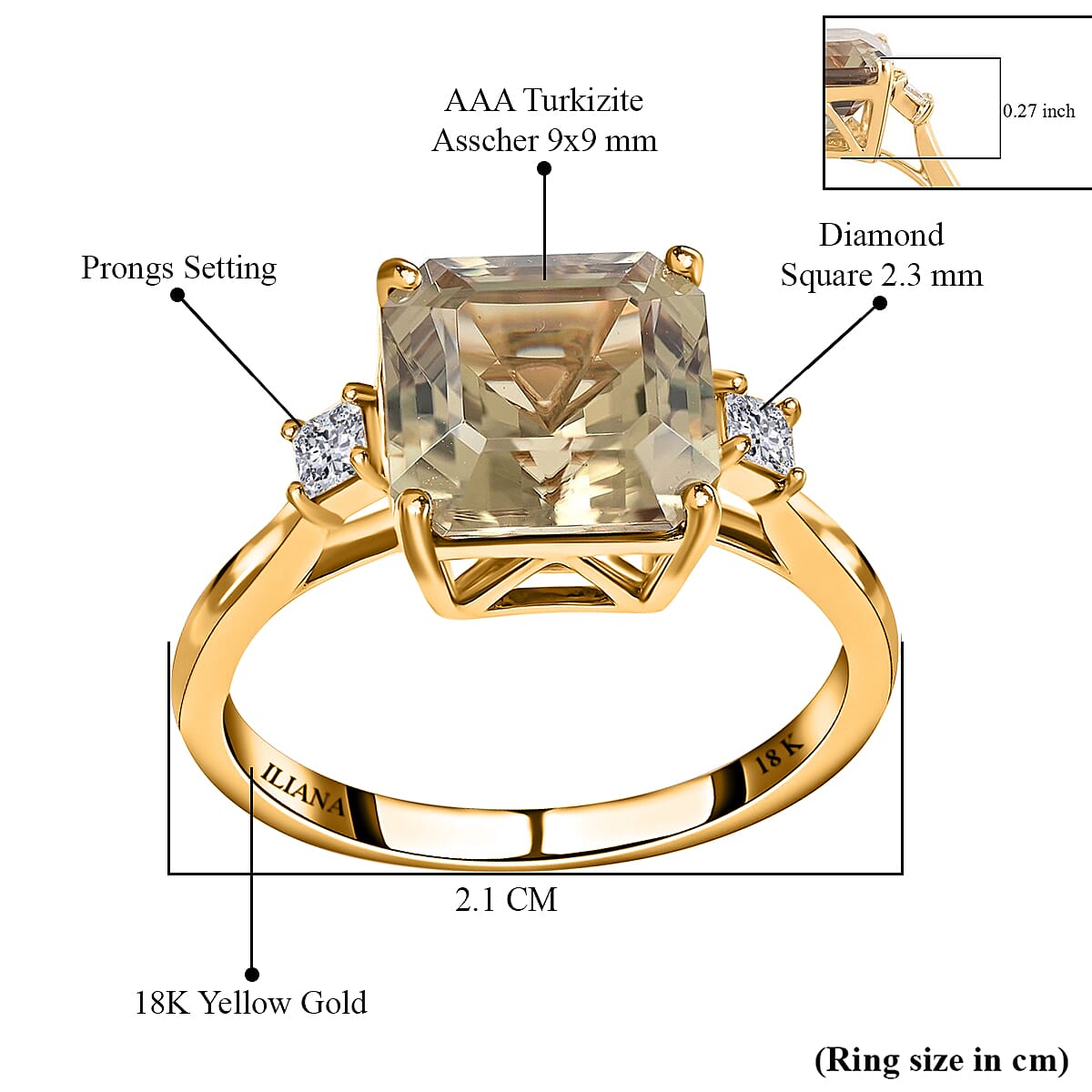 Luxoro 14K Yellow Gold AAA Turkizite, White Diamond I2 Ring, Gold Wt.2.97 Gms 4.350 Ct. Luxoro 14K Yellow Gold AAA Turkizite, White Diamond I2 Ring, Gold Wt.2.97 Gms 4.350 Ct.