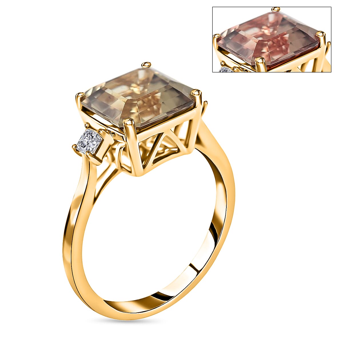 Certified & Appraised LUXORO 14K Yellow Gold AAA Turkizite, White Diamond Ring, 4.35 Ct.