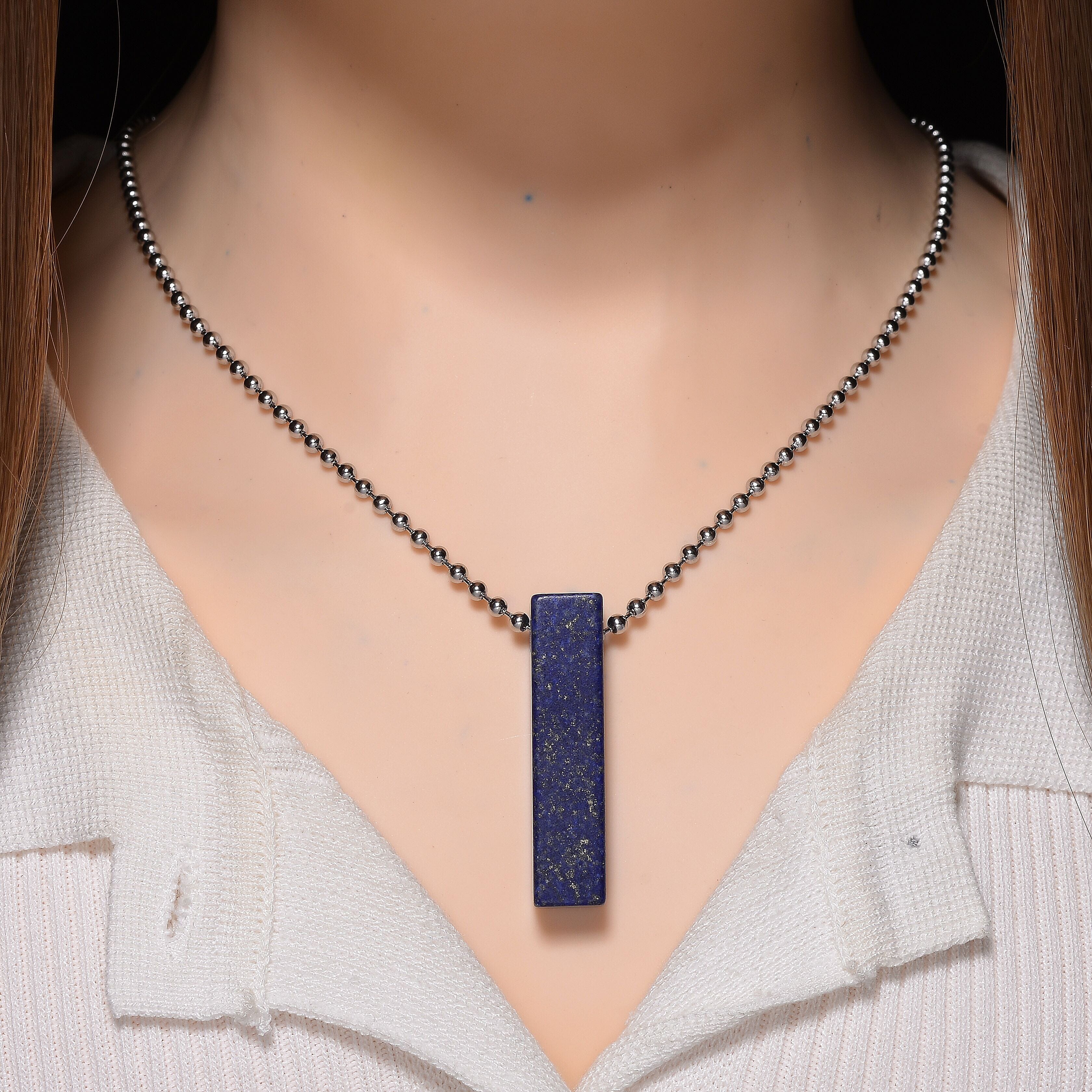 Natural Lapis Lazuli Necklace (Size - 24) with Lobster Clasp 90.00 Ct.