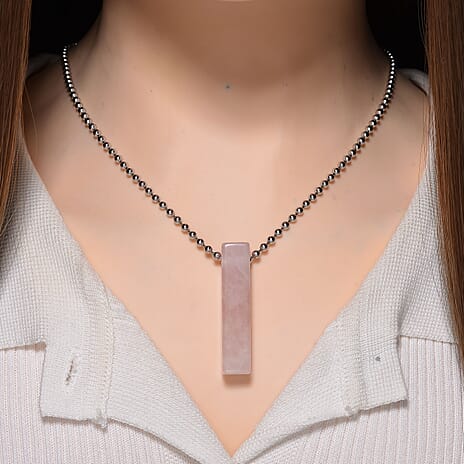 Rose Quartz Necklace (Size - 24) with Lobster Clasp 90.00 Ct.