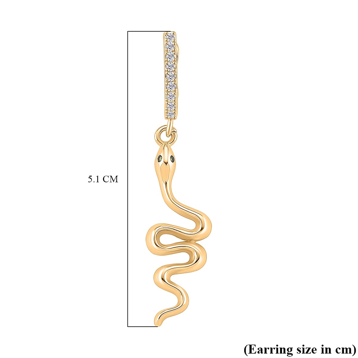 Biacco Collection - Austrian White Crystal Serpent Earrings with Clasp in Yellow Gold Plated