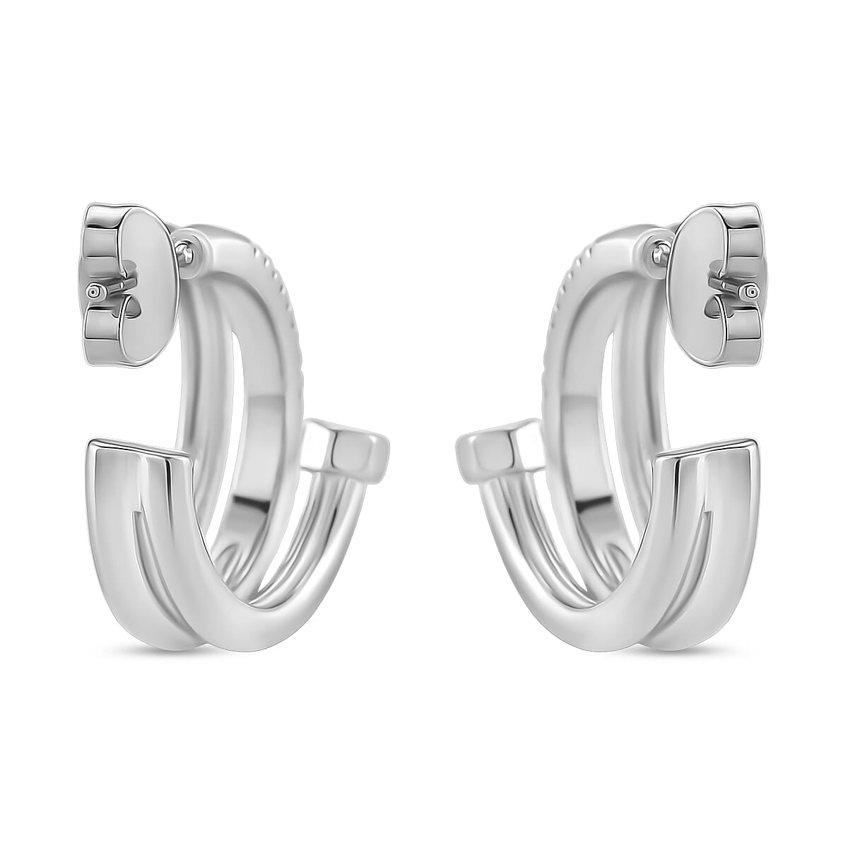 Boutique Closeout - Austrian White Crystal Earrings in Silver Plated