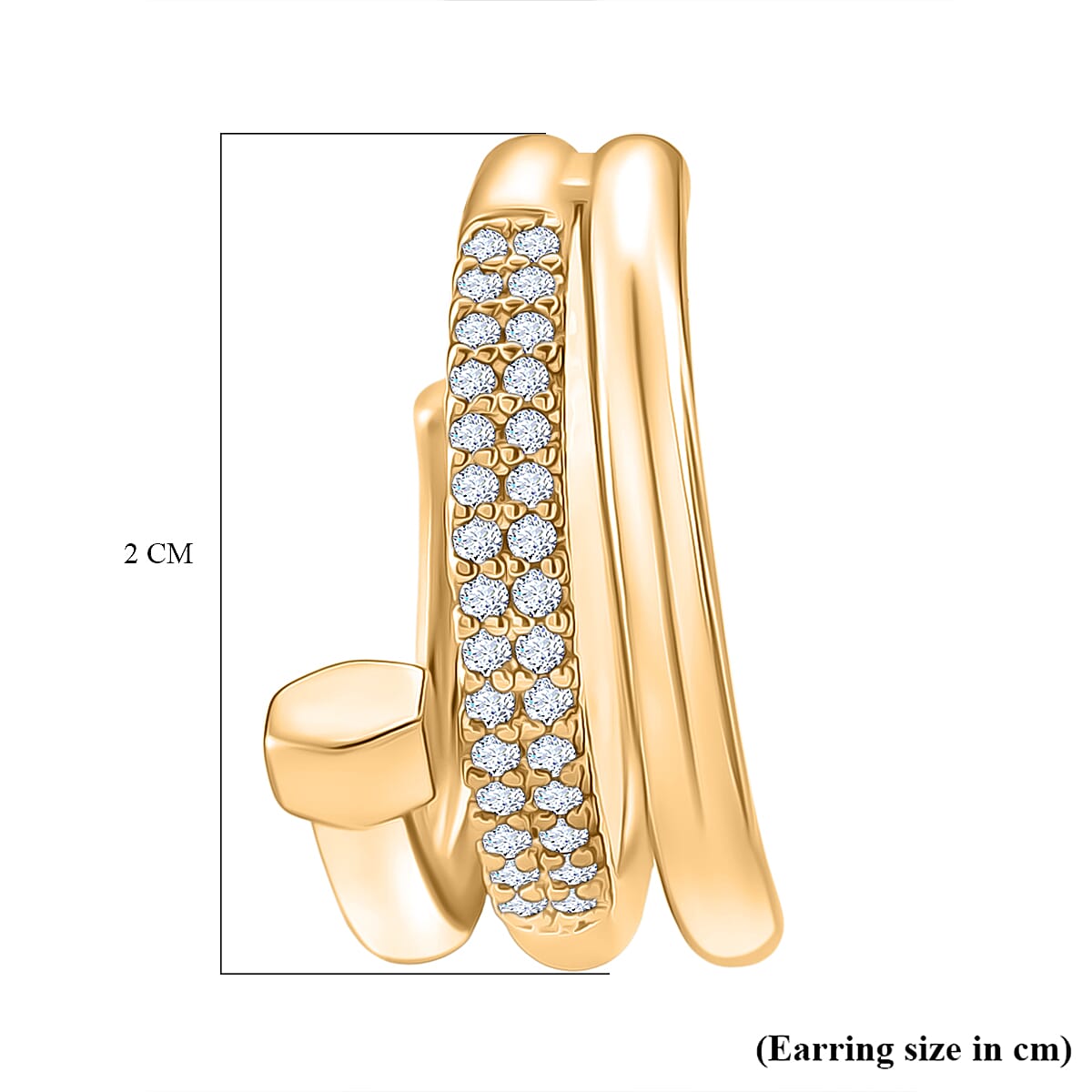 Boutique Closeout - Austrian White Crystal Earrings in Yellow Gold Plated