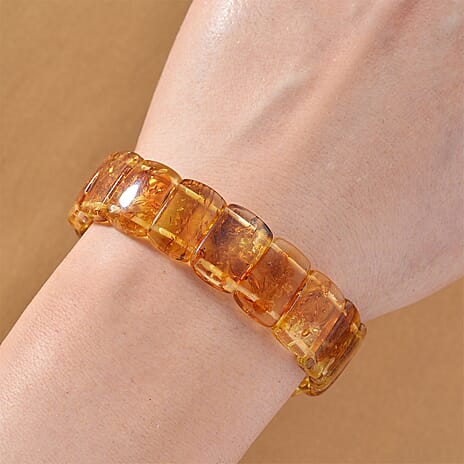 Amber Cushion Stone Bracelet (Size - 7.5 Adjustable) 45.00 Ct.