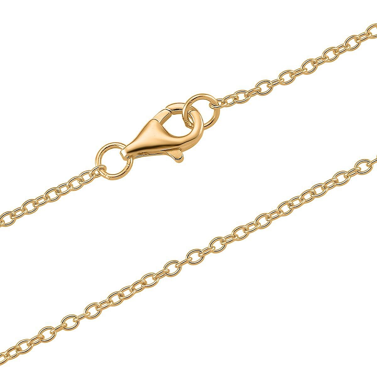 Natural Type A Jadeite Cross Pendant with Chain (Size 20) with Lobster Clasp in Yellow Gold Plating Sterling Silver 15.00 Ct.