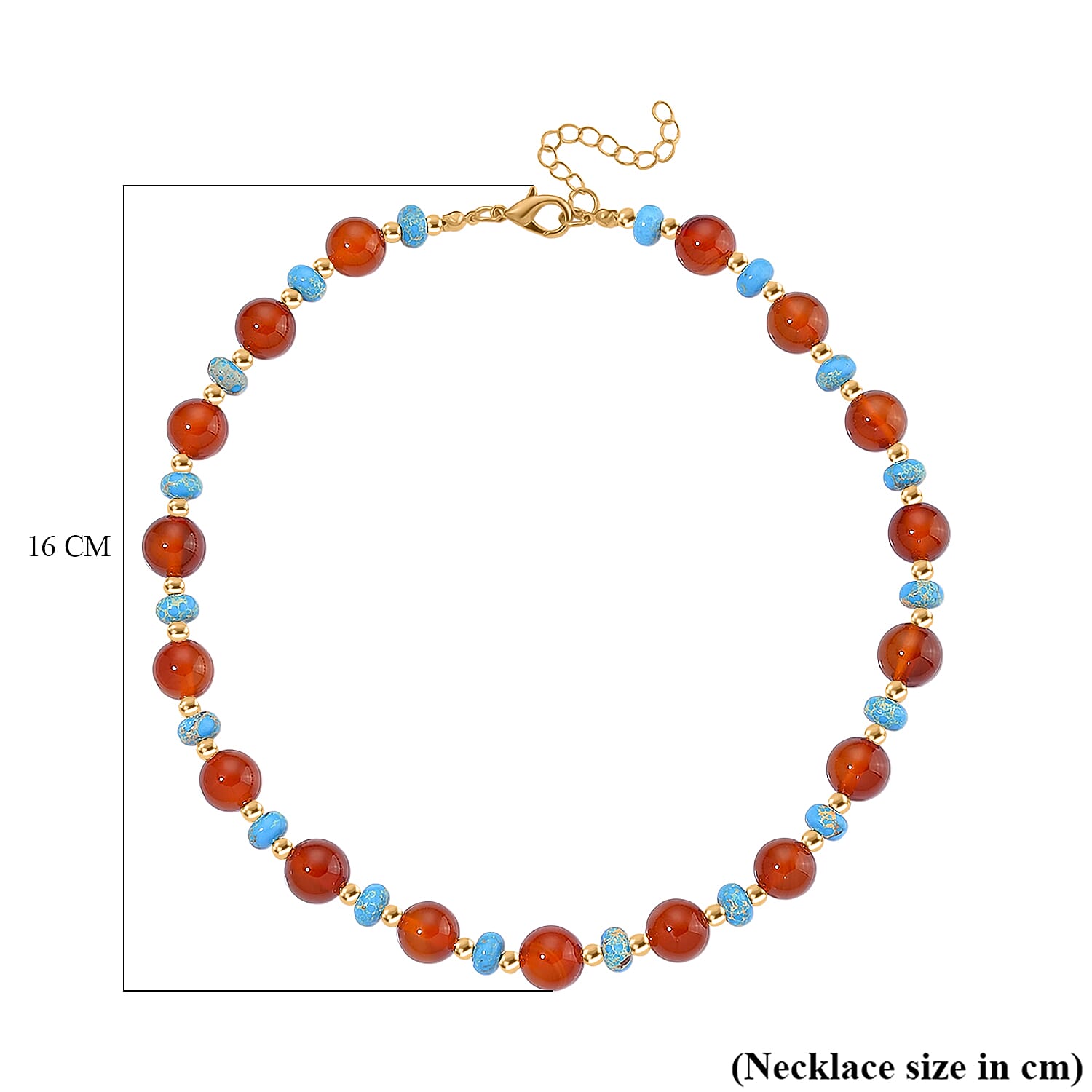 Pueblo Style Collection Launch - Ruby Agate & Blue Imperial Jasper Necklace (Size 18 - 2) in Yellow Gold Overlay 230.00 Ct.
