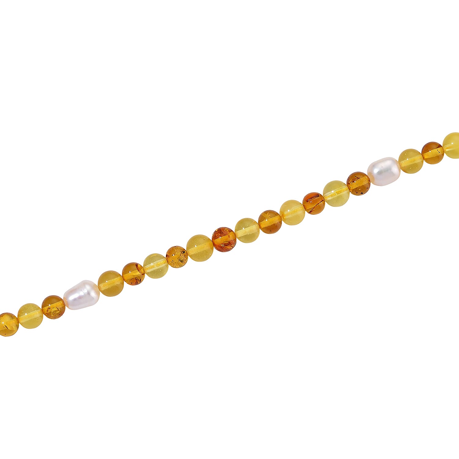 Multi Colour Baltic Amber & Fresh Water Pearl  Necklace (Size - 20) with Screw Clasp 35.00 Ct.