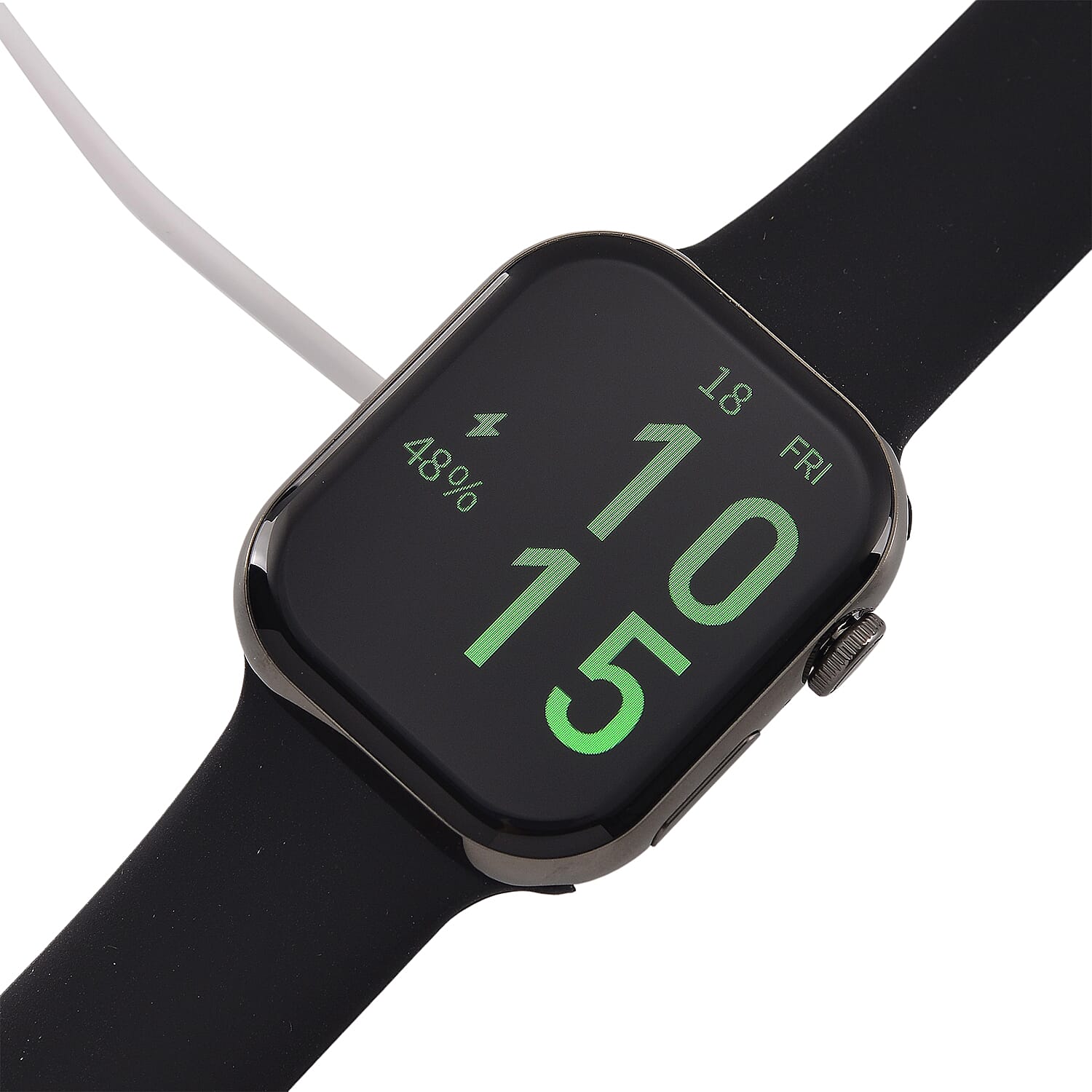 HW X PRO Smartwatch 2.01 inch TFT Display, IP67 Waterproof, Wireless Charging, Health Monitor, Bluetooth 5.2 for Men - Women with Black Silicone Strap