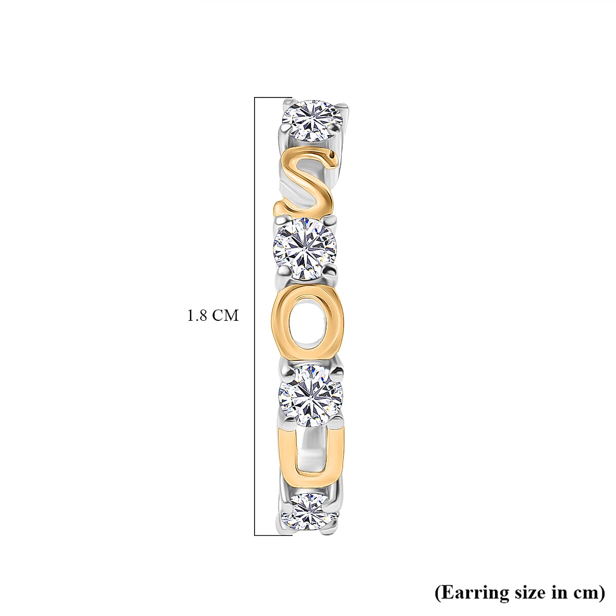 Moissanite J Hoop Half Hoop Earring Sterling Silver  0.600  Ct.