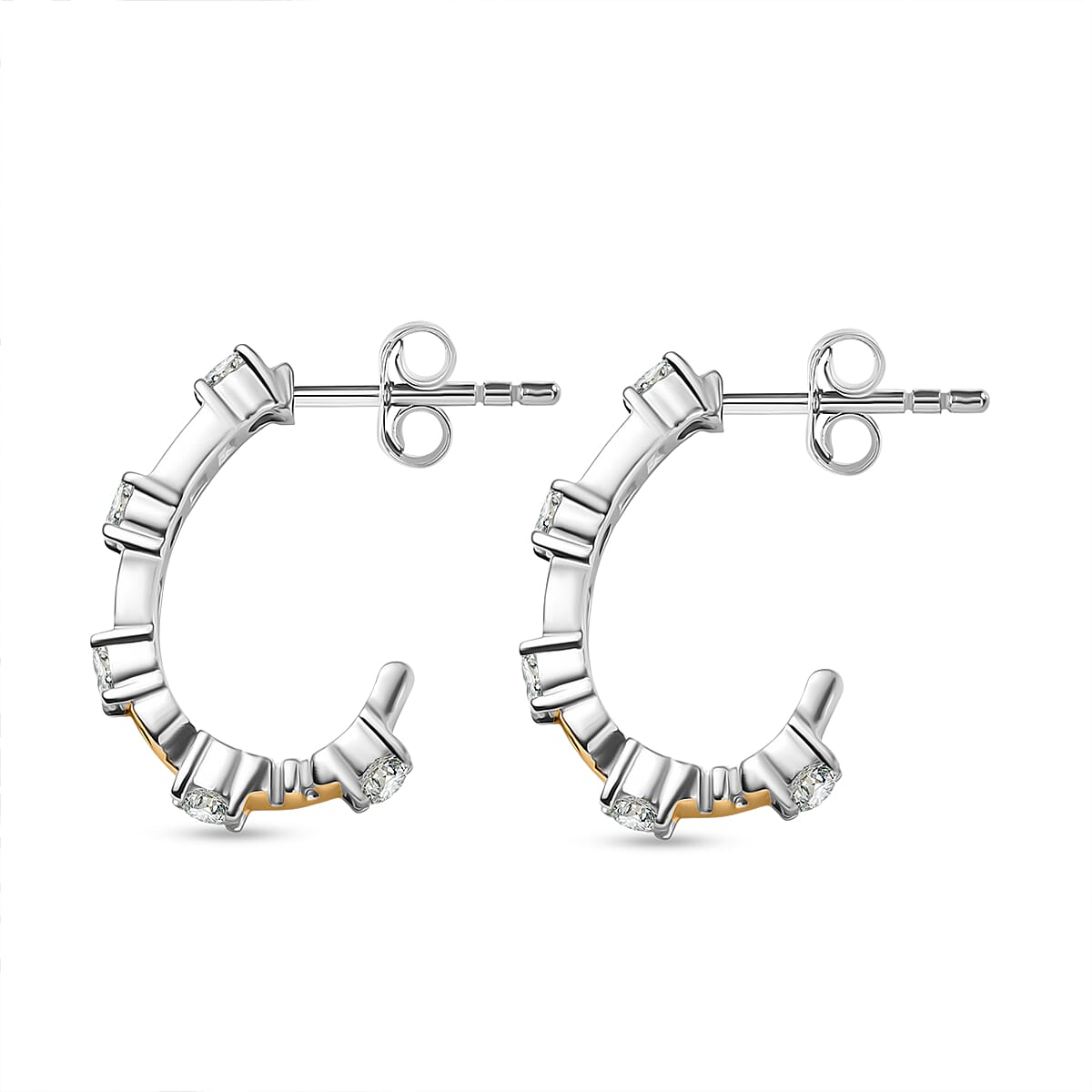 D’joy Moissanite J Hoop Half Hoop Earring Sterling Silver  0.600  Ct.