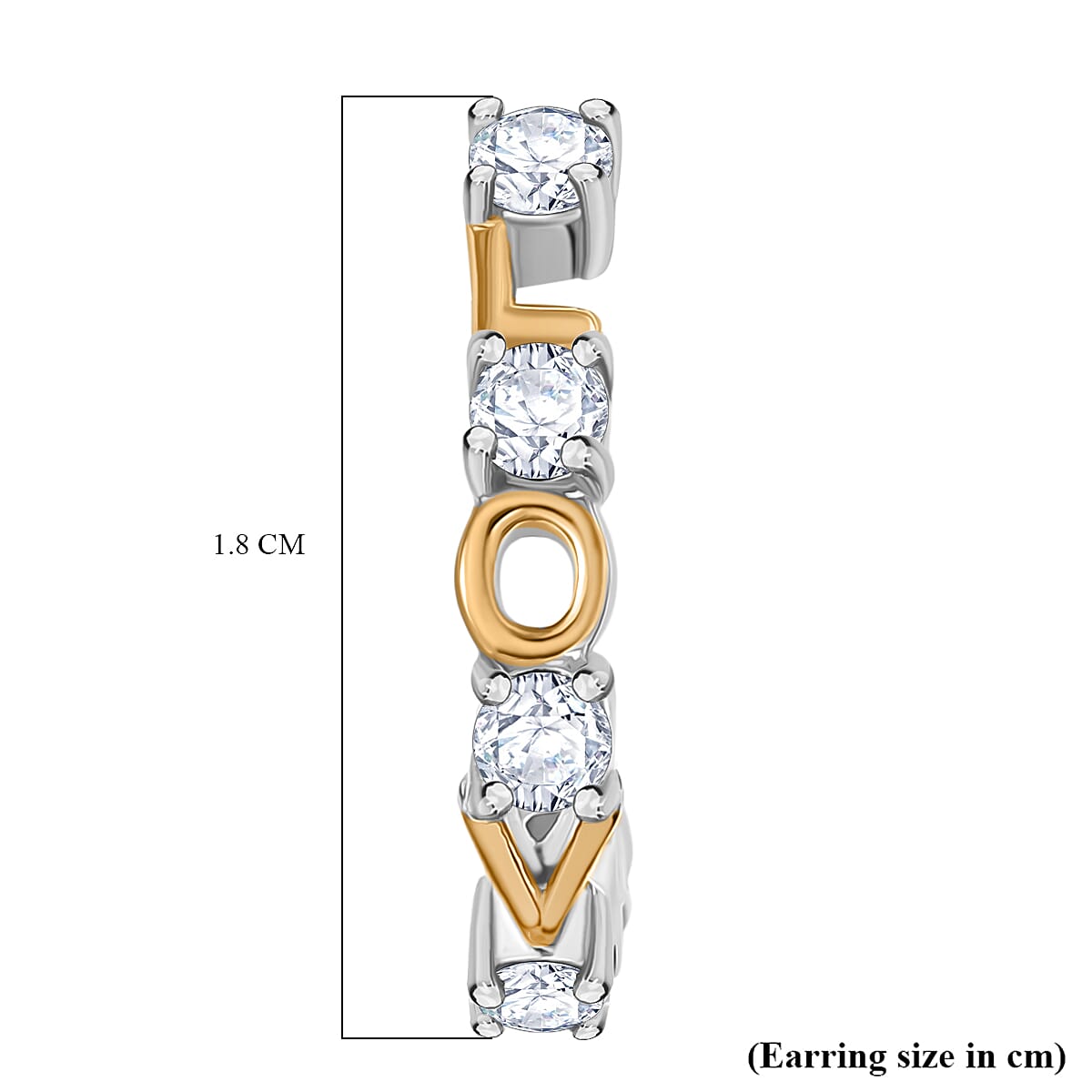 D’joy Moissanite J Hoop Half Hoop Earring Sterling Silver  0.600  Ct.