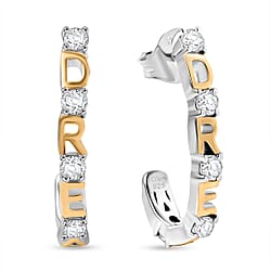 0.6 Ct. Moissanite Half Hoop earring in Sterling Silver Sterling Silver