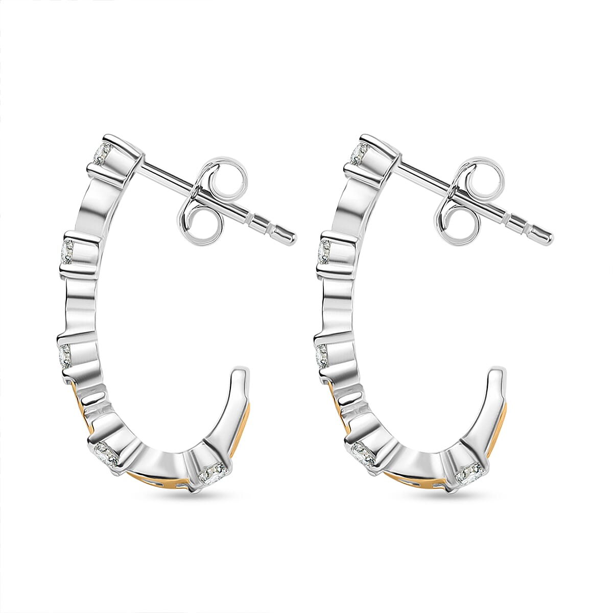 D’joy Moissanite J Hoop Half Hoop Earring Sterling Silver  0.600  Ct.