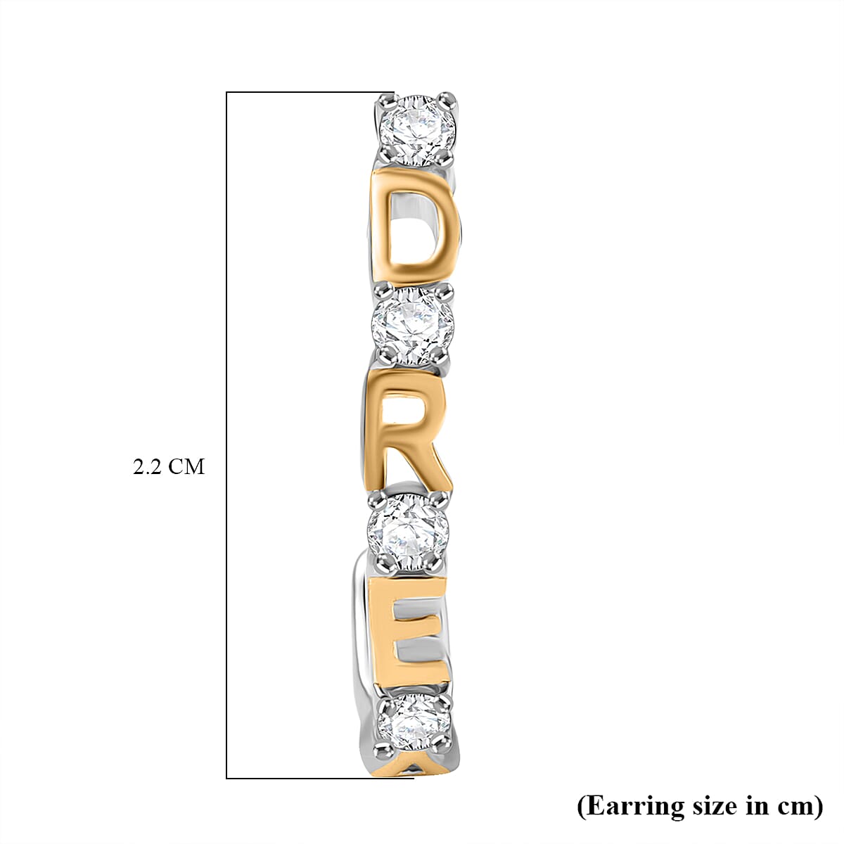 D’joy Moissanite J Hoop Half Hoop Earring Sterling Silver  0.600  Ct.