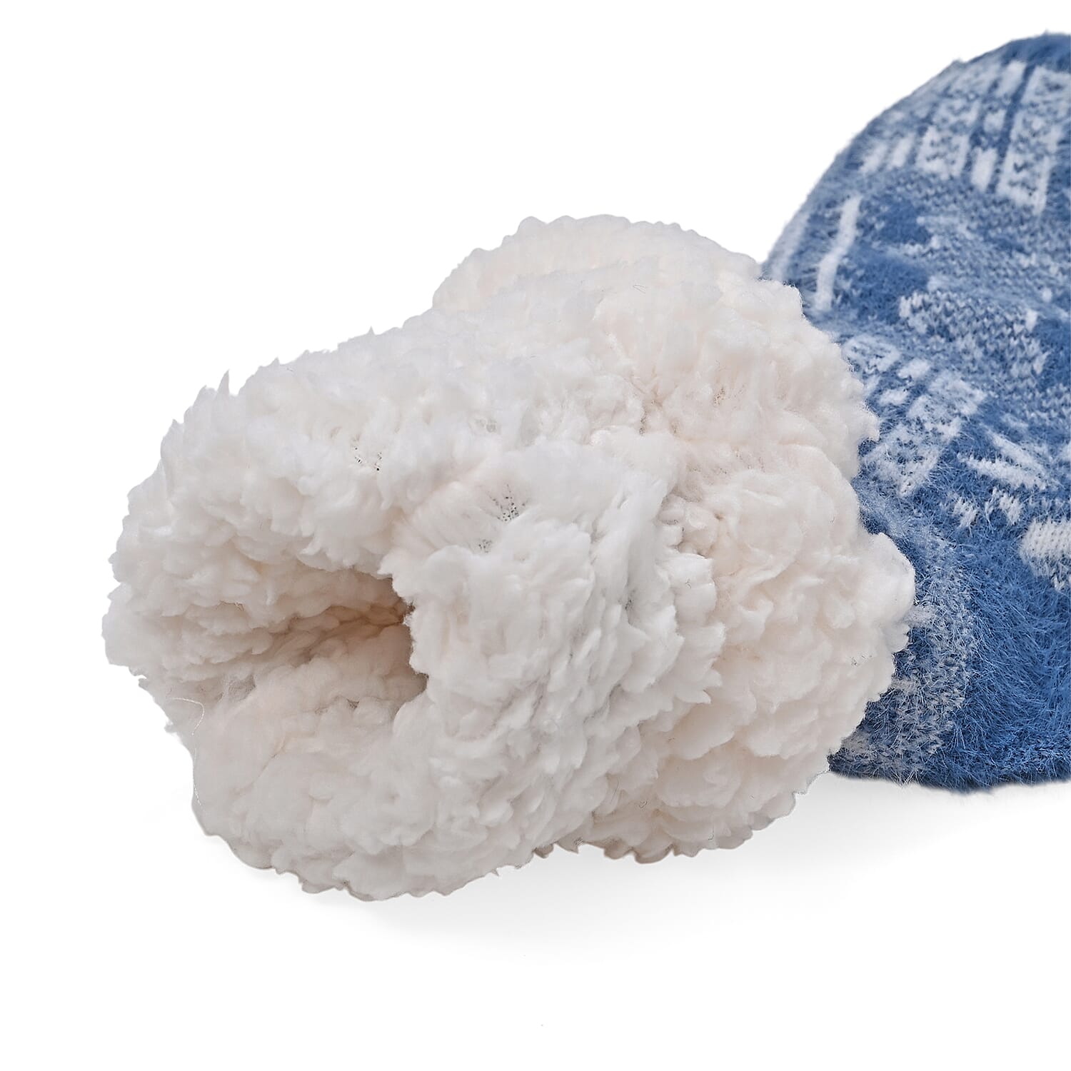 Christmas Snowman Design Warm Sherpa Socks - Blue