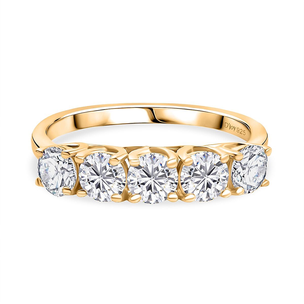 Moissanite Band Ring in 18K Yellow Gold Plating Sterling Silver 1.05 Ct.