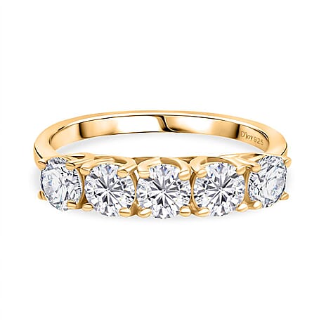 Moissanite Band Ring in 18K Yellow Gold Plating Sterling Silver 1.05 Ct.