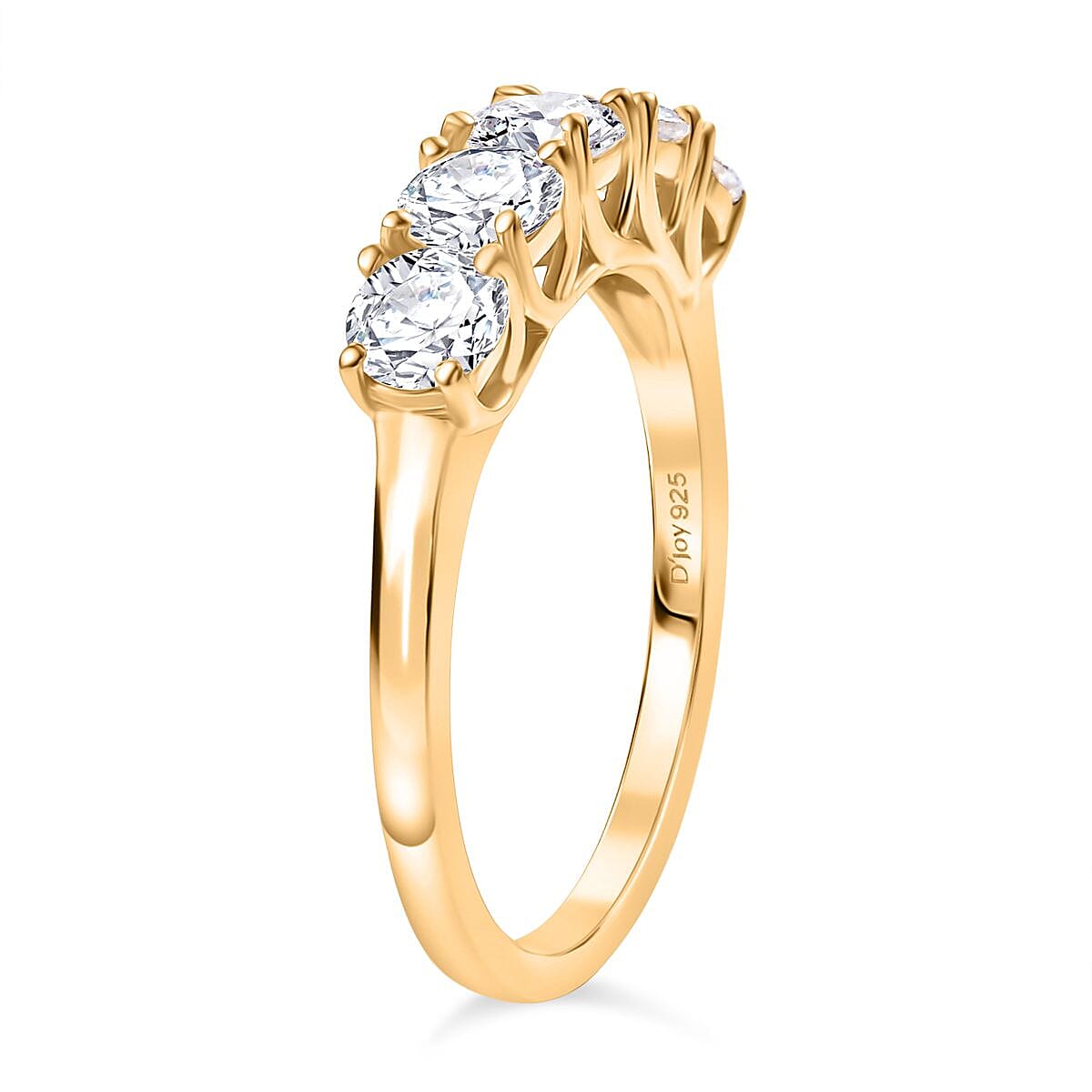 Moissanite Band Ring in 18K Yellow Gold Plating Sterling Silver 1.05 Ct.