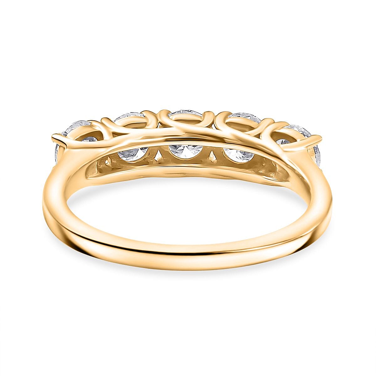 Moissanite Band Ring in 18K Yellow Gold Plating Sterling Silver 1.05 Ct.