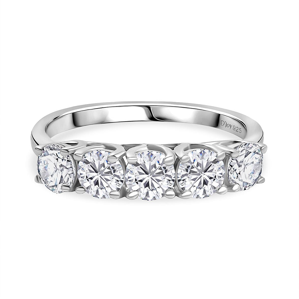 Moissanite Band Ring in Platinum Overlay Sterling Silver 1.05 Ct.