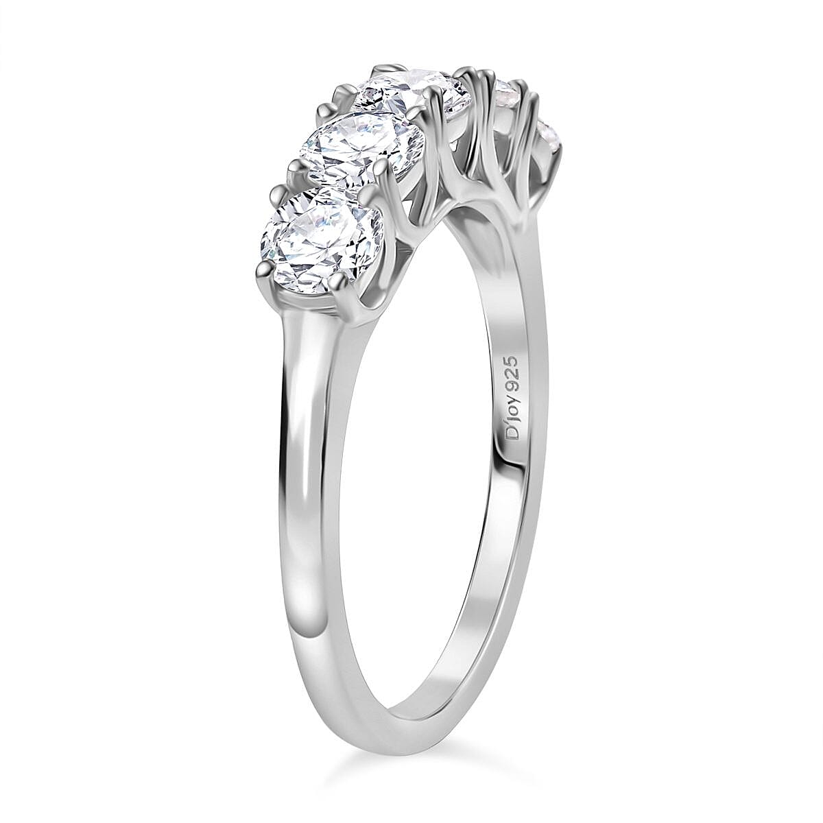 Moissanite Band Ring in Platinum Overlay Sterling Silver 1.05 Ct.