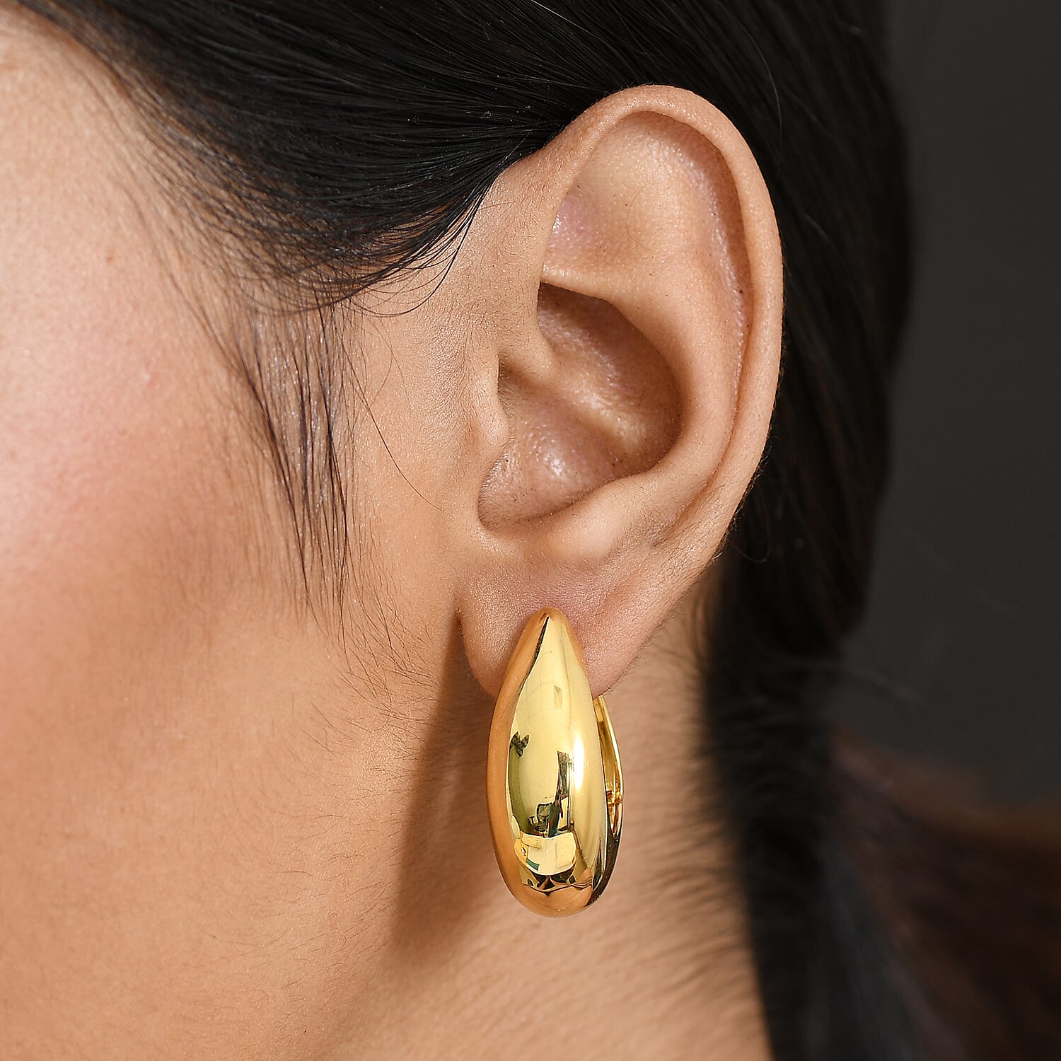 EverTrue J Hoop Half Hoop Earring in Yellow Gold Plated