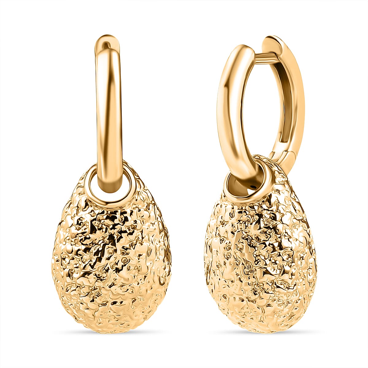 Designer Closeout - Textured Drop Earrings With Hoop Clasp