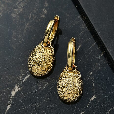 Designer Closeout - Textured Drop Earrings With Hoop Clasp