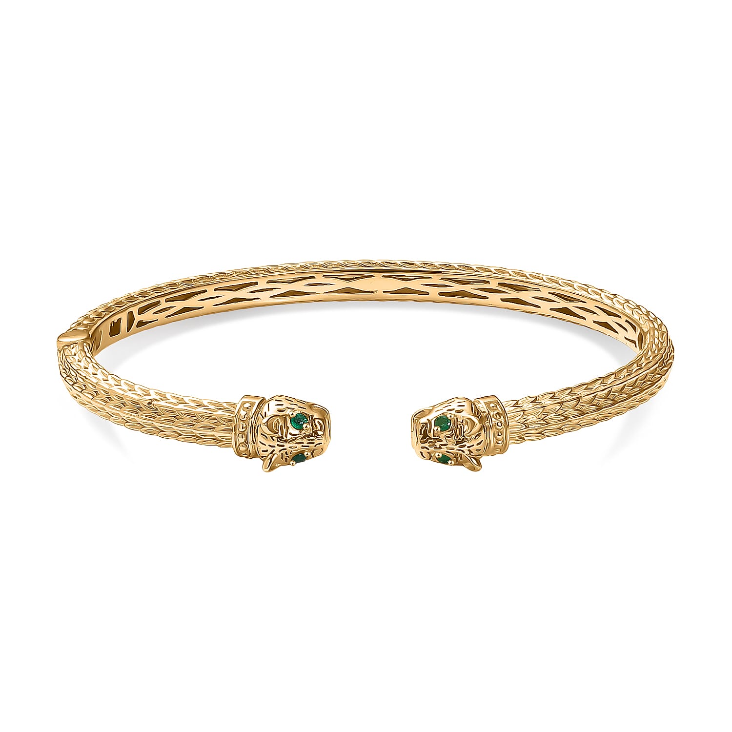 Designer Inspired - Emerald Full Bangle in Yellow Gold Plated